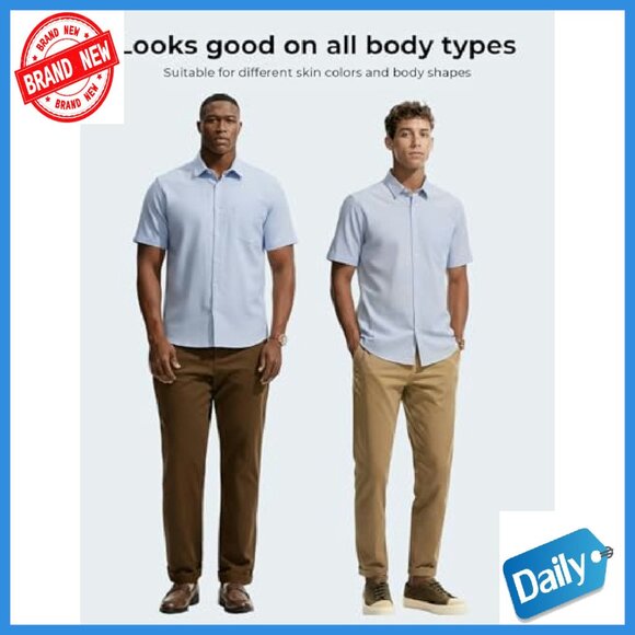 Men's Linen Blend Button Down Short Sleeve Shirt Casual Business Style - Picture 7 of 7